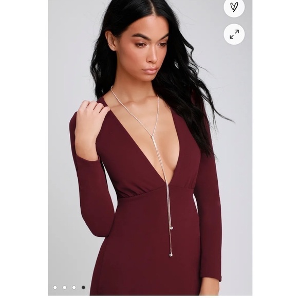 Lulu’s Make it Hot Burgundy Long Sleeve Bodycon Dress Size Medium NWT - Picture 4 of 9